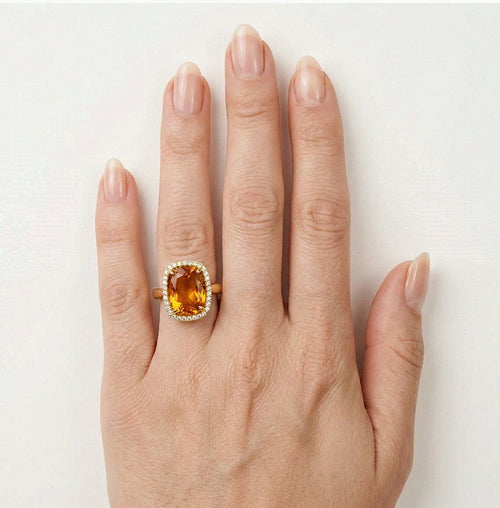 Massive cushion citrine gold ring