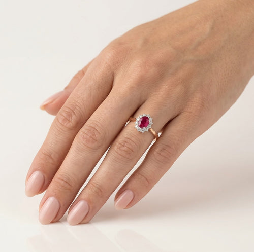 Rubin-Roségold-Diamant-Ring
