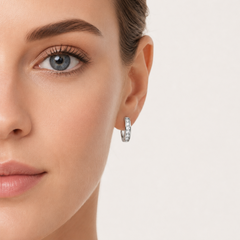 Sterling Silver Channel Set Hoop Earrings