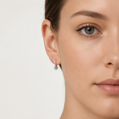 Sterling Silver Pavé Circle Huggie Earrings