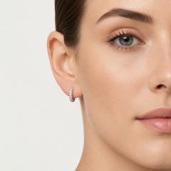 Sterling Silver Pavé Huggie Hoop Earrings