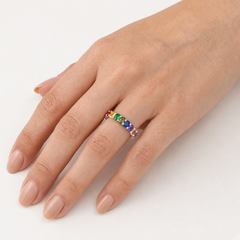 Sterling Silver Rainbow Gemstone Ring