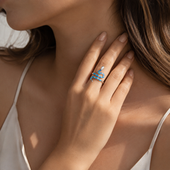 Sterling Silver Blue Opal Snake Ring