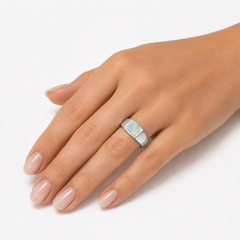 Sterling Silver Rectangular Opal Signet Ring