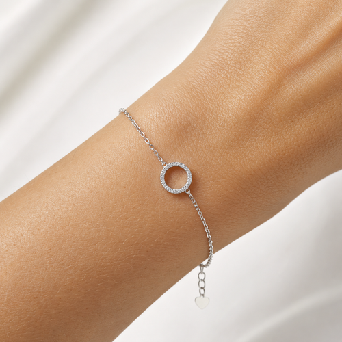 Sterling Silver Pavé Circle Bracelet