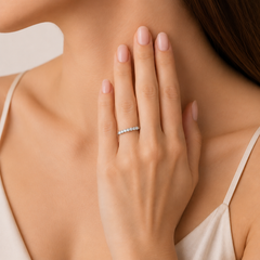 White Gold Half Eternity Zircon Ring