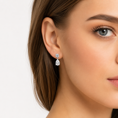 Sterling Silver Pear Zirconia Drop Earrings