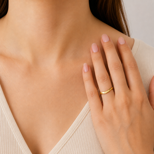 Yellow Gold Wave Band Ring
