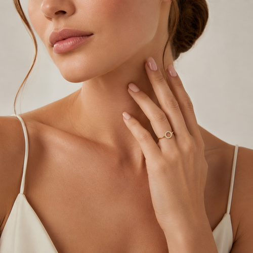 Golden Circle Zirconia Ring