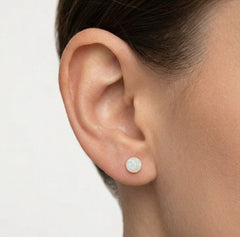 White opal ball gold studs