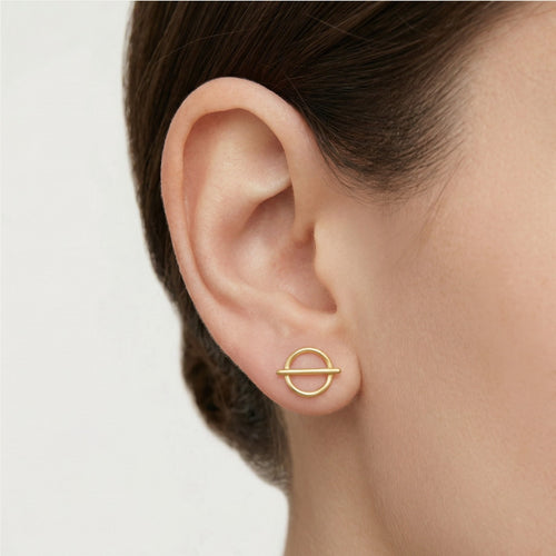 Pendientes de botón Harmony en oro amarillo