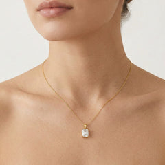 Radiant cubic zirconia gold pendant