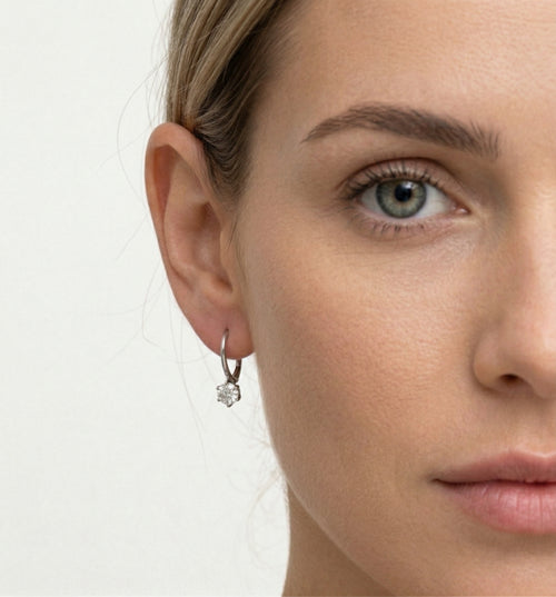 Six prong diamond earrings