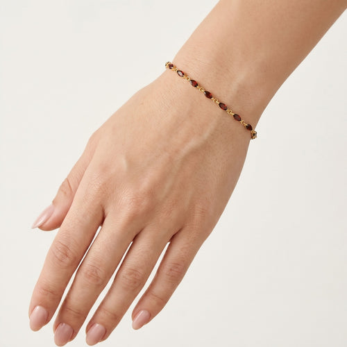 Gold-Armband mit marquisförmigen Granaten
