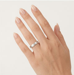 Alliance en or blanc mat