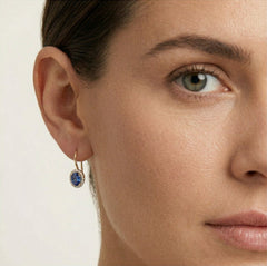 Ovale blaue Quarz-Goldohrstecker