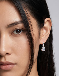 Pendientes de plata con circonita en forma de pera y redonda