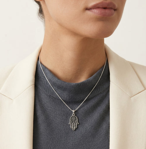 Unisex-Anhänger in Silber mit Hamsa-Hand