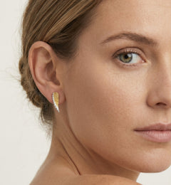 Pendientes de aro con alas de ángel en oro amarillo y blanco