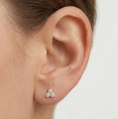 Gleaming clear cubic zirconia yellow gold earrings