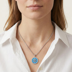 Blue opal compass pendant