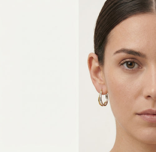 Two-tone gold hoop earrings