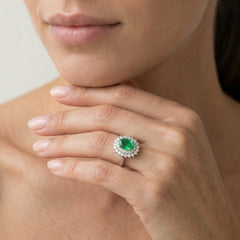 Royal emerald white gold ring