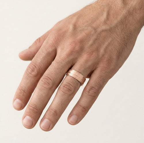 Široké snubní prsteny z růžového zlata