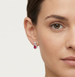 Halo-Sterlingsilber-Drop-Ohrringe mit Rubin