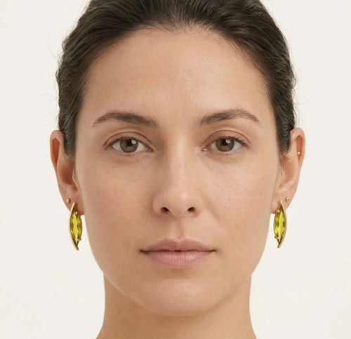 Elegant marquise cut moldavite stud earrings
