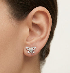 Silver dragonfly stud earrings