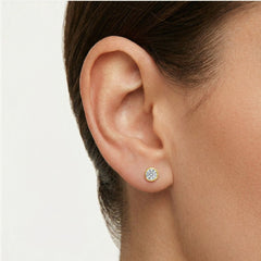Bezel gold stud screwback earrings