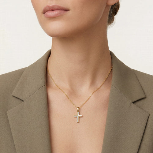 Zirkonia und Gold Kreuz