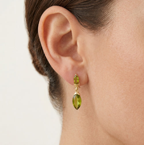 Mystische Marquise-Gold-Tropfenohrringe