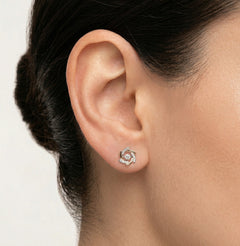 Rose gold flower diamond earrings