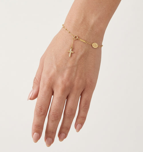 Feines Gold-Rosenkranzarmband