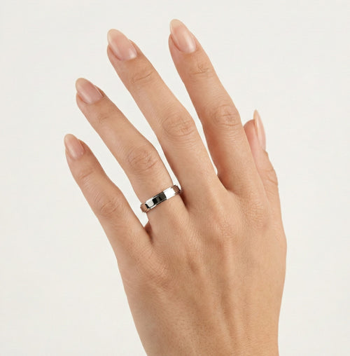 Dünner 3mm Weißgold-Ehering mit Stufen-Seiten