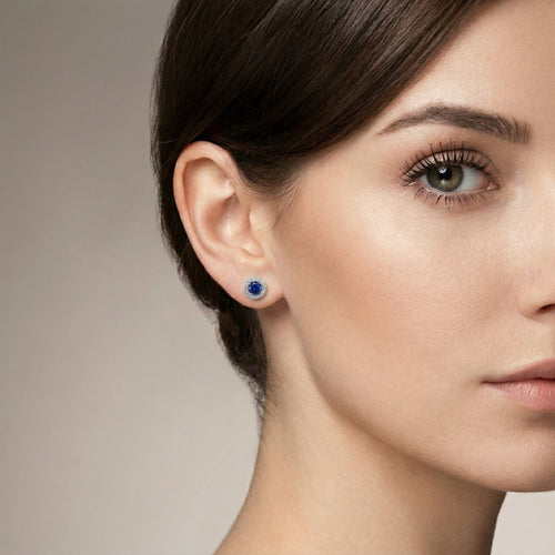 Königsblaue Quarz-Ohrstecker