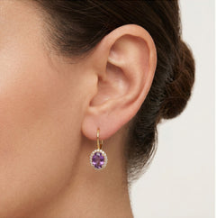 Ovale Amethyst-Goldohrringe