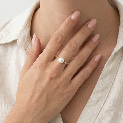 Zlatý perlový prsten