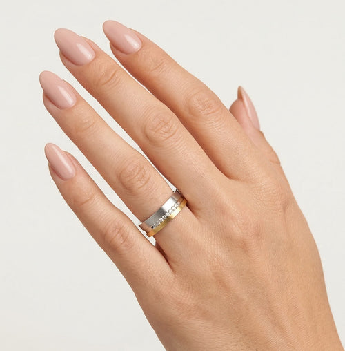 Anillos de boda macizos de oro amarillo y blanco