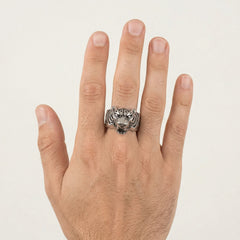 Silver tiger force men ring