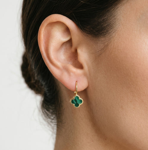 Kleeblatt-Design-Achat-Ohrringe