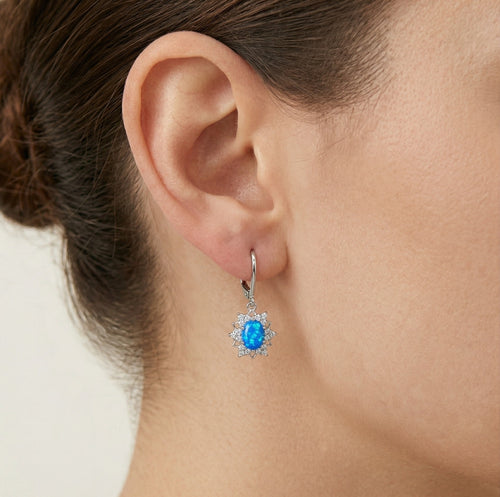 Star blue opal earrings