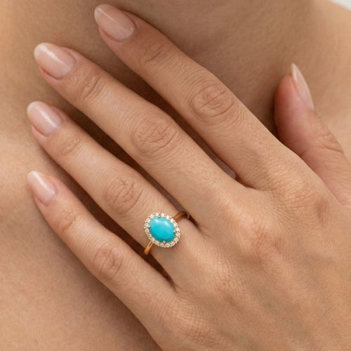 Halo turquoise ring