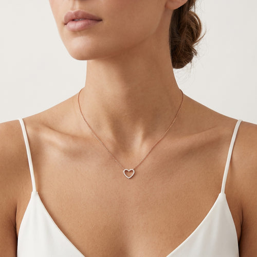 Roségold-Halskette mit Diamant-Herzanhänger