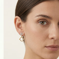 Unique gold earrings with diamonds