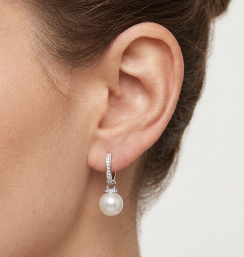 Tropfen-Perlen- und Diamant-Ohrringe