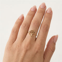Bague élégante arbre de vie en grenat