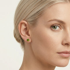 Boucles d'oreilles clous élégantes en moldavite et or